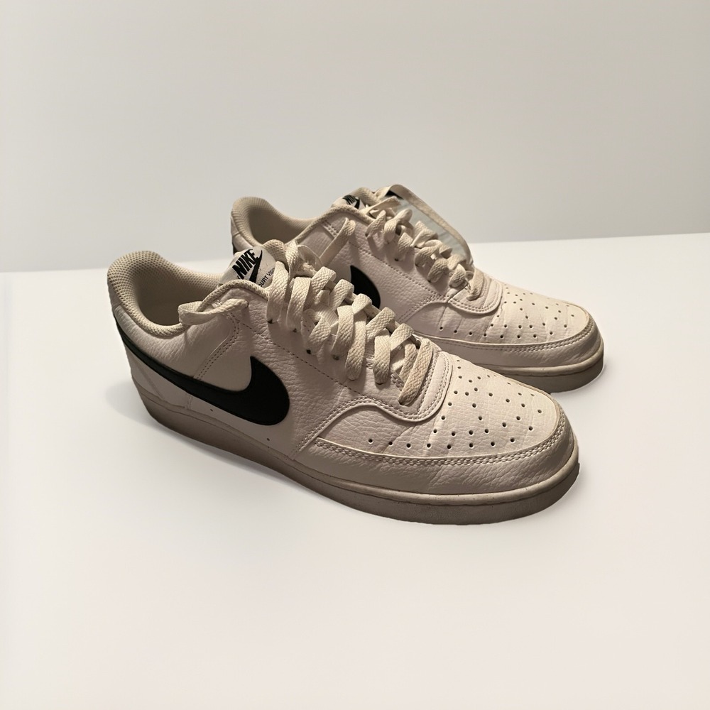 Nike Men's Court Vision Low Sneakers - White/Black/White - 9.5 US - DH2987-101